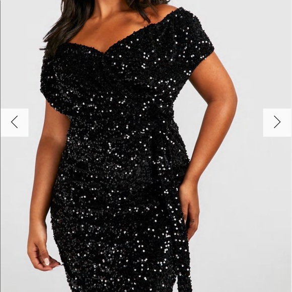 BooHoo Plus Sequin wrap dress - Picture 6 of 6